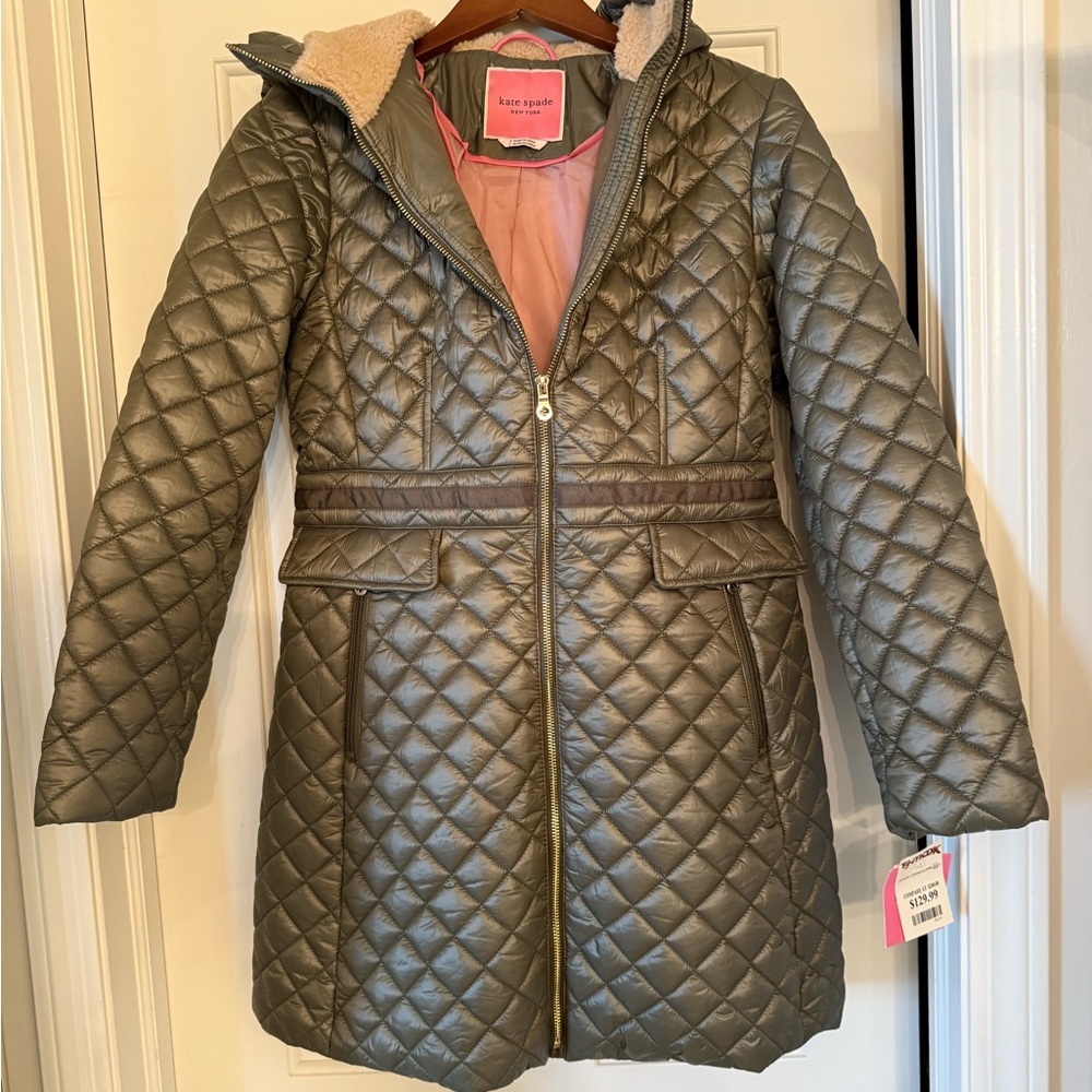 Kate Spade Quilted Coat in Olive Green - brand new with tags!